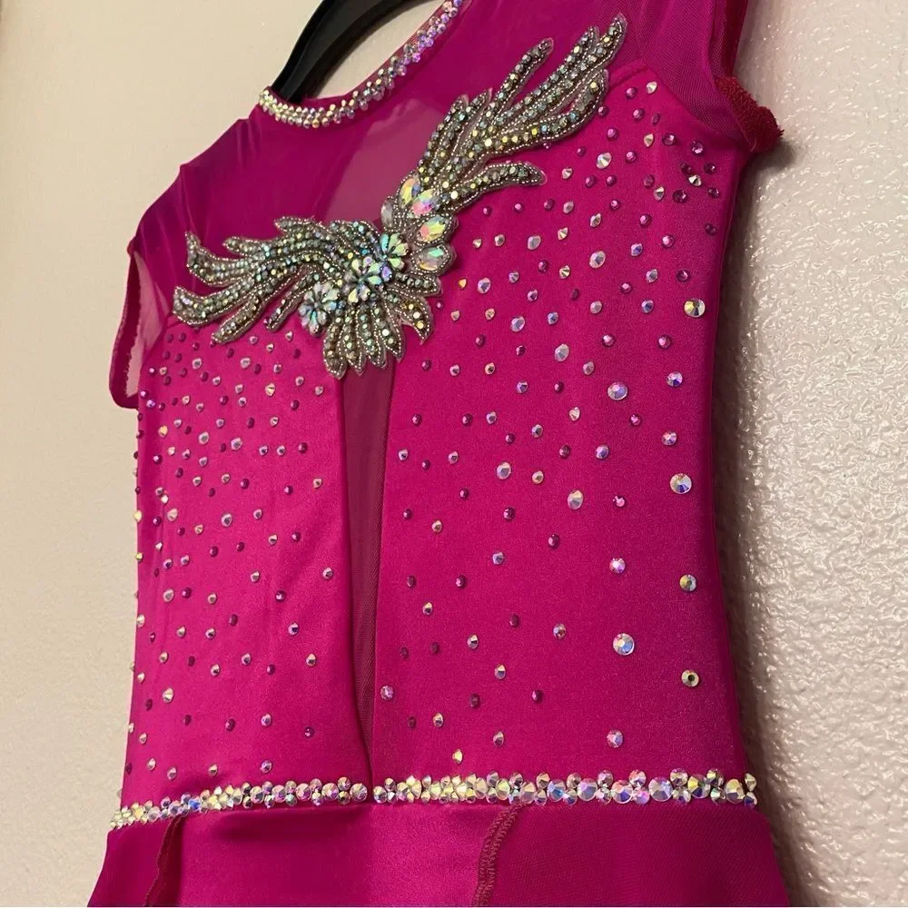 The Lineup dance costume lyrical hot pink custom SAGE SKIRTED LEOTARD SA 14